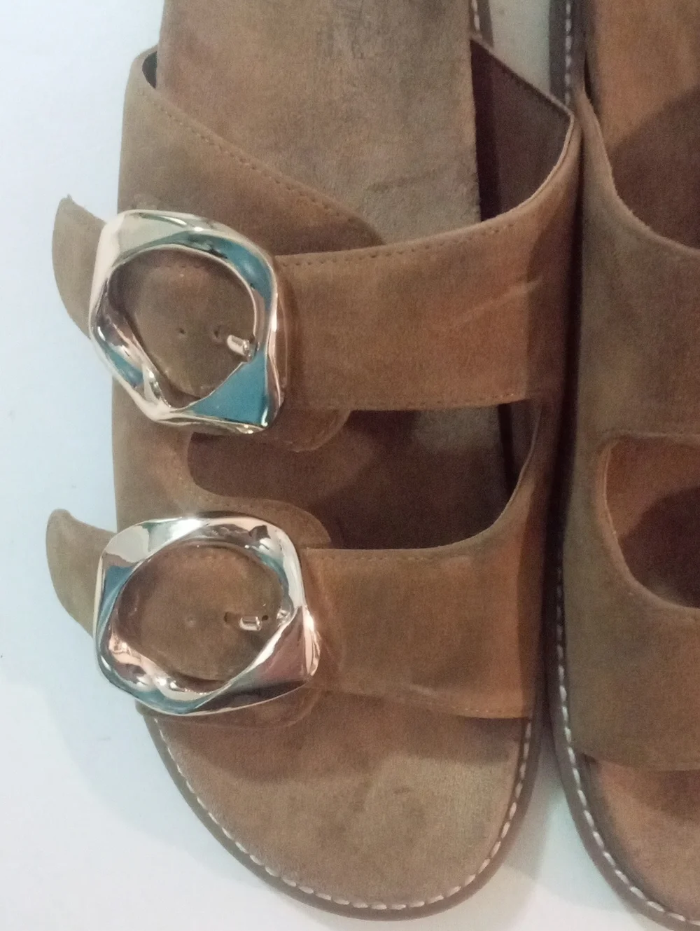 Universal Thread Double-Buckle Suede Slide Sandals in Brown Sz 8 New NWIT